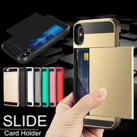 portable credit card holder wallet case for iphone x xs 7 8 6 6s plus hybrid armor defender shockproof cover for iphone 5 5s se