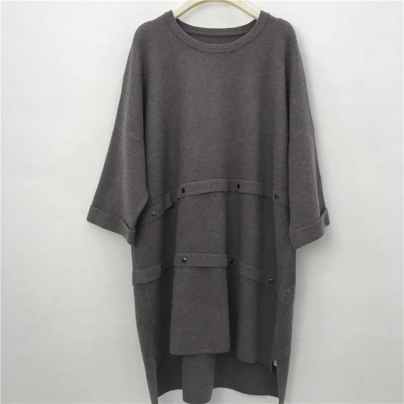LUO SHA Fashion Women Sweaters Pullovers Long Pullover Button O-neck Knitted Casual Knitwear Sweater Mujer | Женская одежда