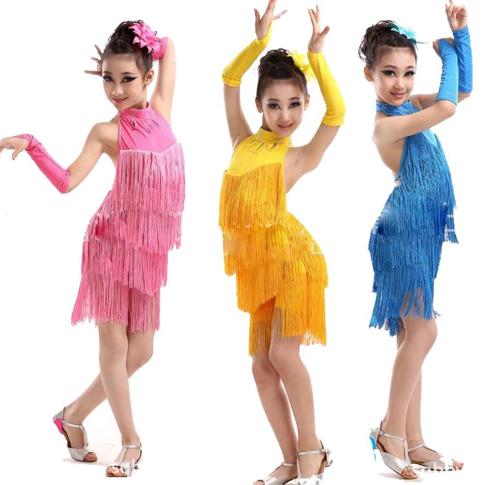 

Samba Latin dancewear costumes Girls Salsa ballroom Fringe trim Stage wear dance dress costume Adult Ballroom dancing Outfits