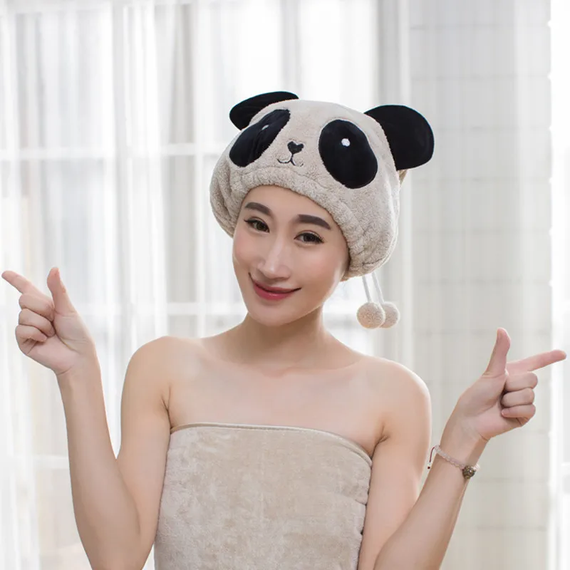 Panda/Big Ear Cute Girl Hair Dry Hat Towel Shower Cap Strong Absorbing Drying Superfine Fiber Ultra-Soft | Дом и сад