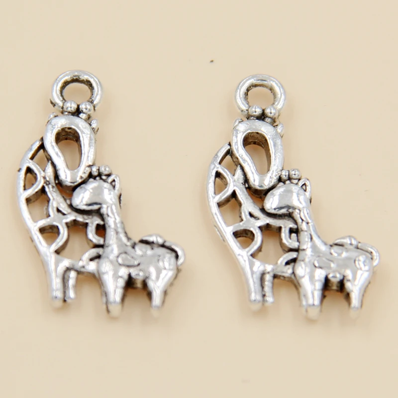 Оптовая продажа 60 шт тибетские серебряные Животные Жираф Подвески 20x14мм|Шармы| |