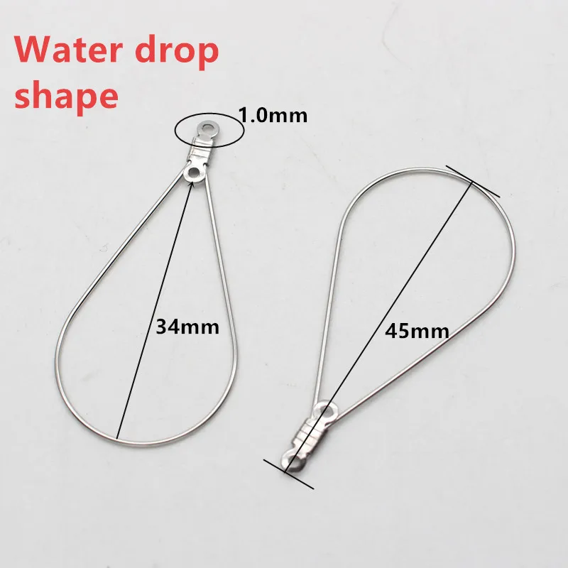 10pcs Stainless Steel Ear Wire Earring Hooks Hoop Connector Diy Earrings Accessories Dangle Charms Jewelry Making - Цвет: Water drop shape