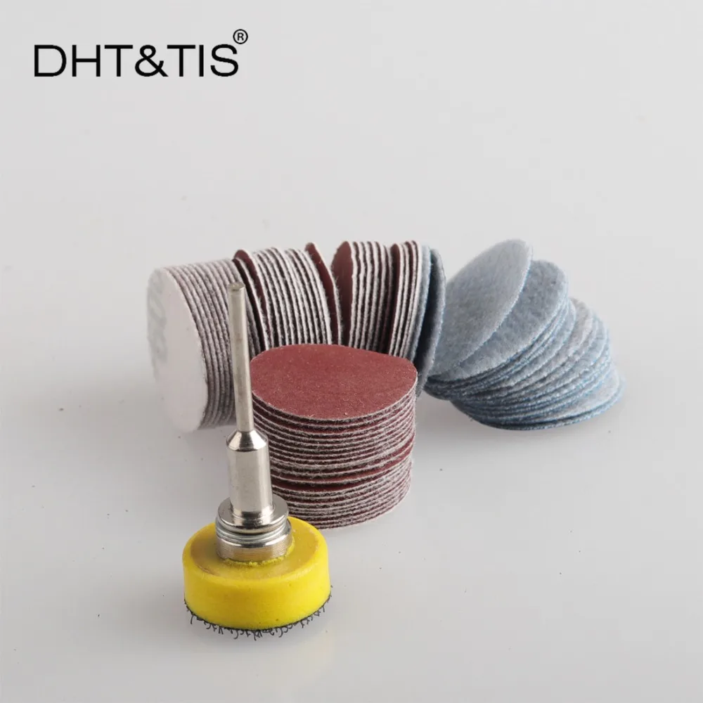 DHT& TIS 100 штук от 1 до 3 дюймов шлифовальный диск Круглый абразивный сухой наждачной бумаги+ 1 шт 3 мм хвостовик Задняя накладка(Выберите размер