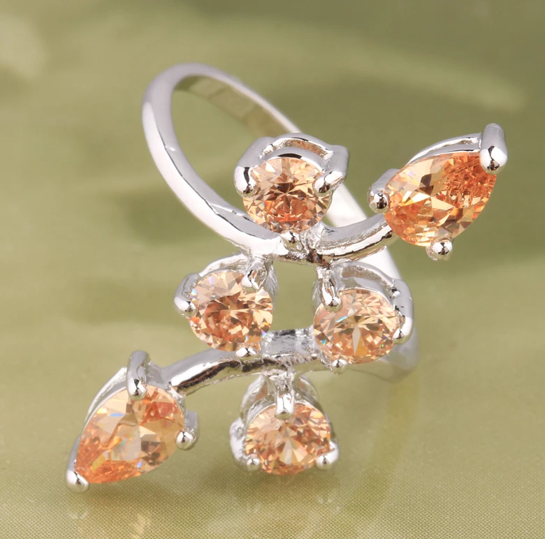 Приятный Шампанское Morganite Кубического Циркония Камни наложения 925 серебро Мода