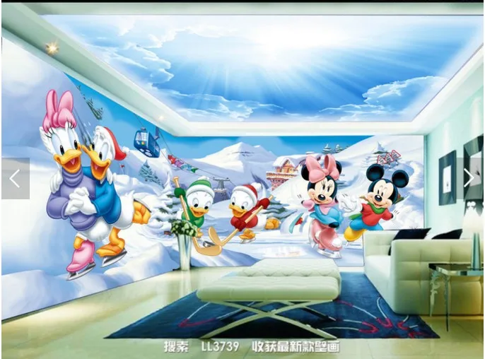 Большой заказ обои 3D мультфильм Дональд Дак тема фон детская комната украшения