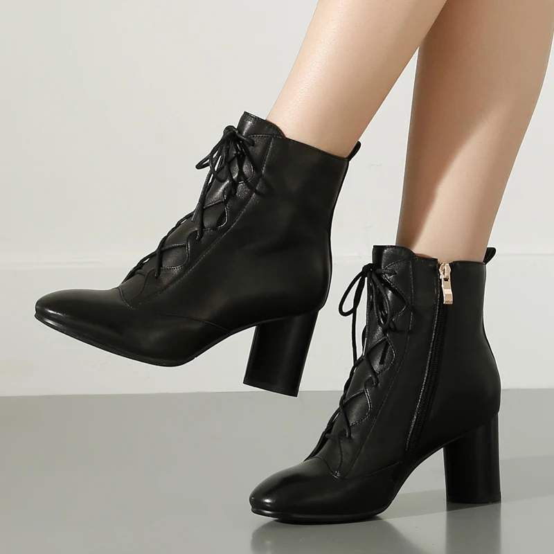 Universe/женские ботильоны из мягкой овечьей кожи обувь на шнуровке модные ботинки