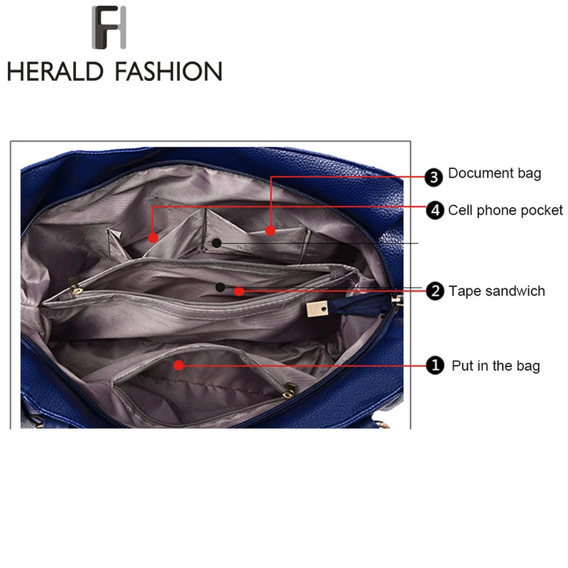 herald fashion designer women handbag female pu leather bags handbags ladies portable shoulder bag office ladies hobos bag totes free global shipping