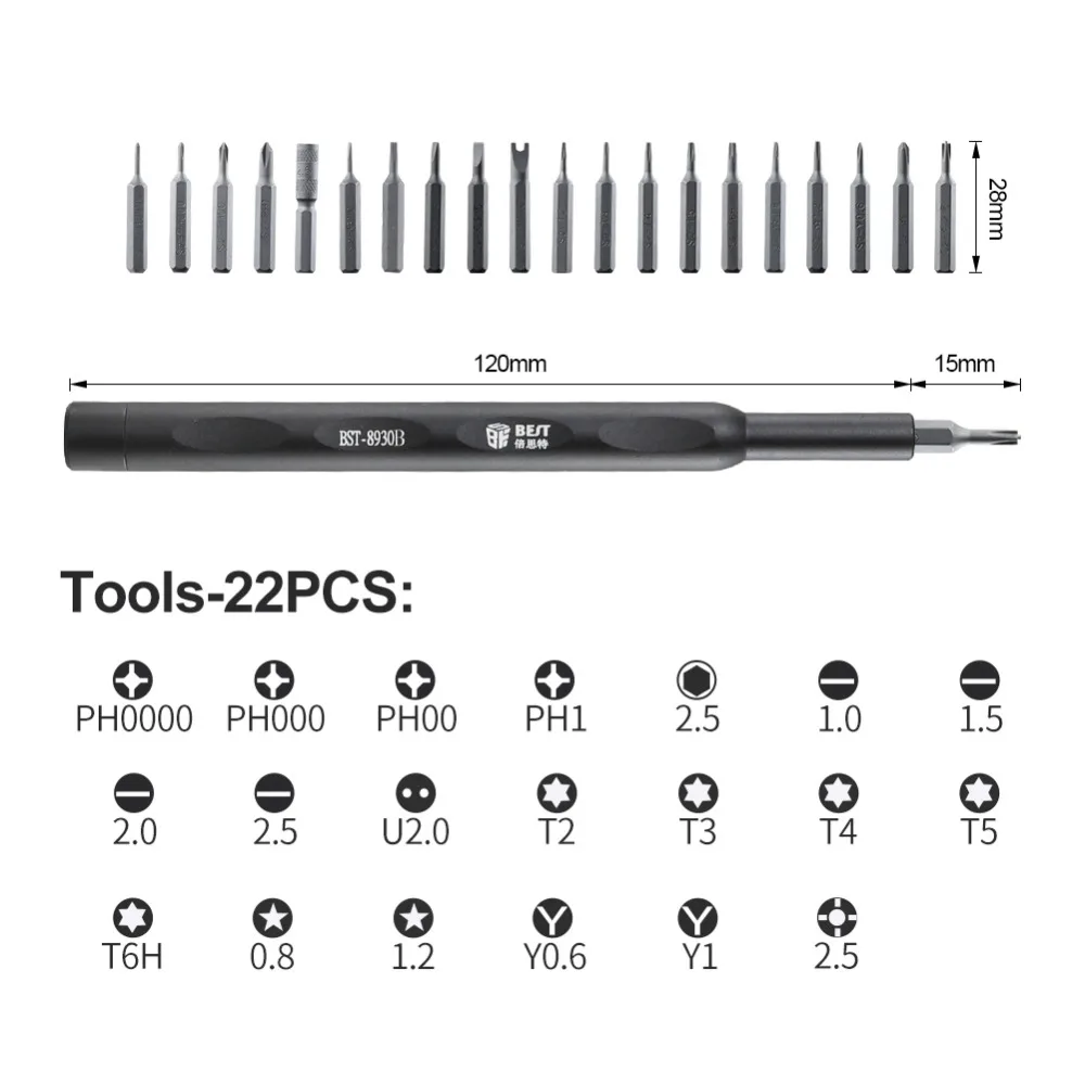 22 в 1 Набор прецизионных отверток Pentalobe Phillips с прорезями Torx для ноутбука MacBook
