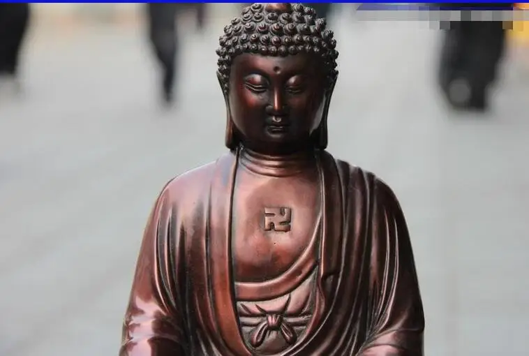 Buddhism Temple Red Copper Bronze Amitabha Shakyamuni Rulai Buddha Statue | Дом и сад