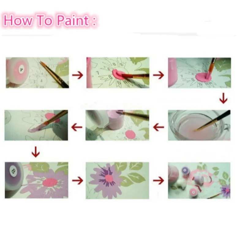 

Hand painted wall art 50*50CM*3 Triptych canvas painting Gerbera flower painting by numbers wall pictures for living room H497