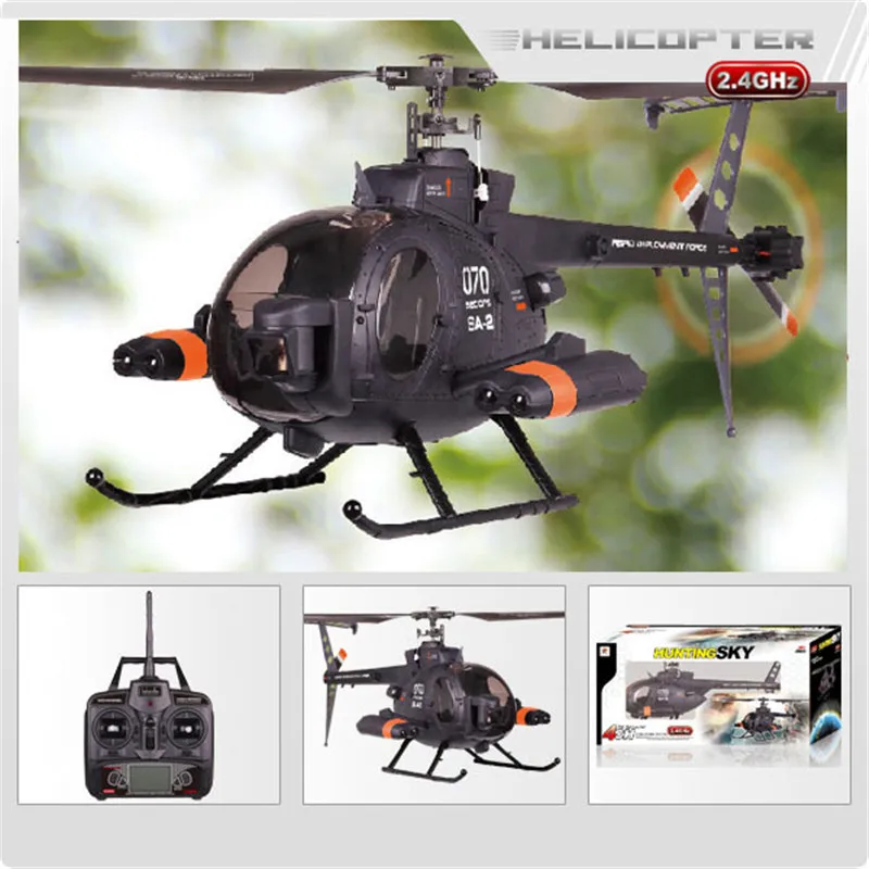 Оригинальный FX070C 2 4G 4CH 6 осевой гироскоп беспилотный MD500 Масштаб RC вертолет|rc