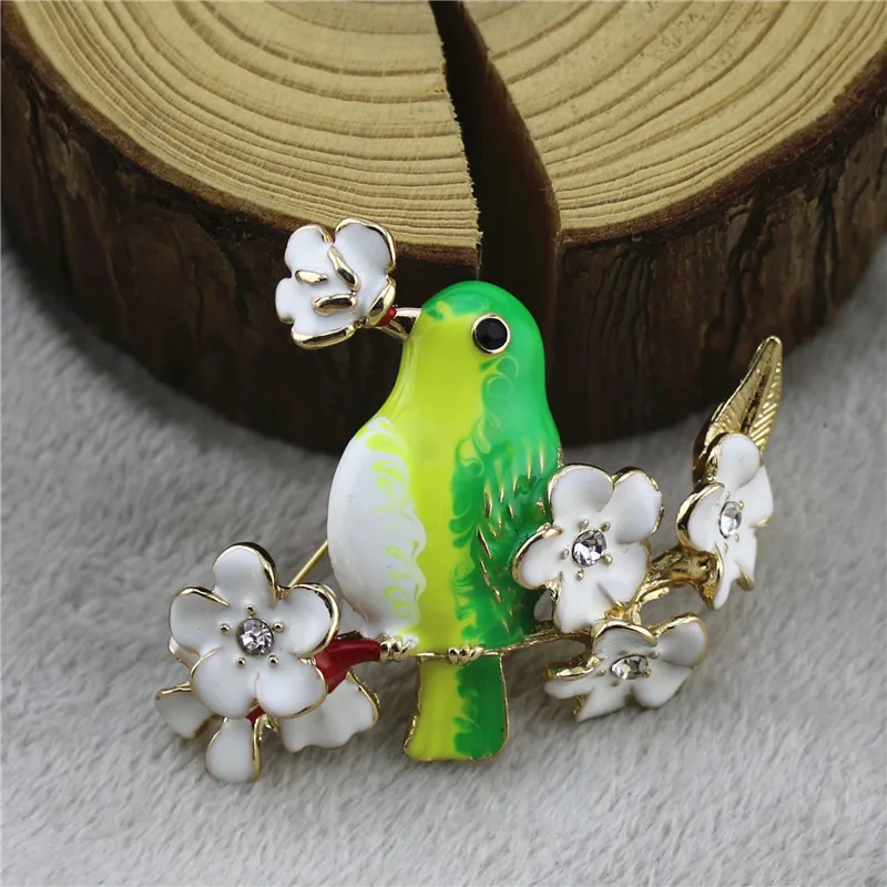 2019 Free shipping Plant bird petals branch Europe United States new temperament brooch coat drop glaze | Украшения и аксессуары