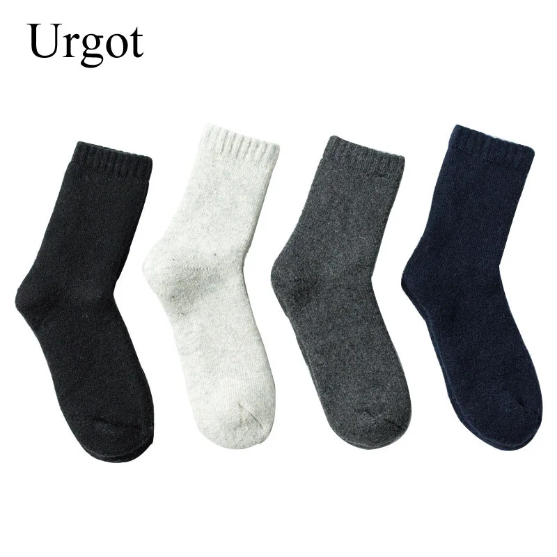 Urgot, 3 пары, мужские шерстяные зимние носки, супер толстые теплые однотонные черные шерстяные теплые мужские повседневные носки для сна, мужские носки