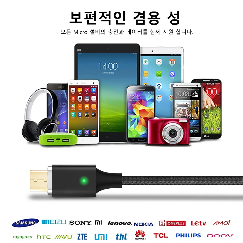 Магнитный кабель TOPK F-Line1 Micro USB для синхронизации данных нейлоновый Плетеный