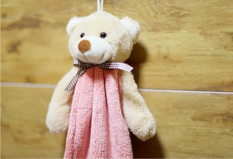 Pink bear Подвесное детское полотенце для рук 1 шт. мягкое Коралловое бархатное мультяшное полотенце абсорбирующее быстросохнущее полотенце для кухни и ванной домашний текстиль - Цвет: Pink bear