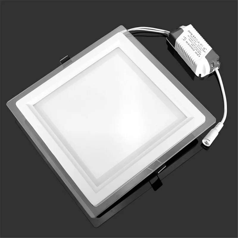 

DHL ship 6W 9W 12W 18W LED Panel Downlight Square Glass Panel Lights High Brightness Ceiling Recessed Lamps For Home AC85-265V