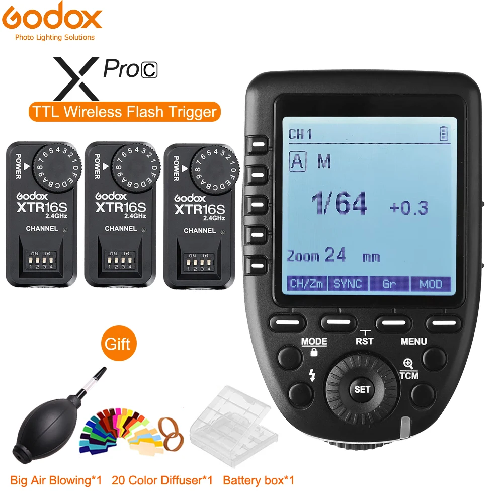 Godox Xpro C/N/S/F/O/P TTL HSS 2 4G триггер вспышки с 3x XTR 16S приемником для V860II TT685 V860C V860N