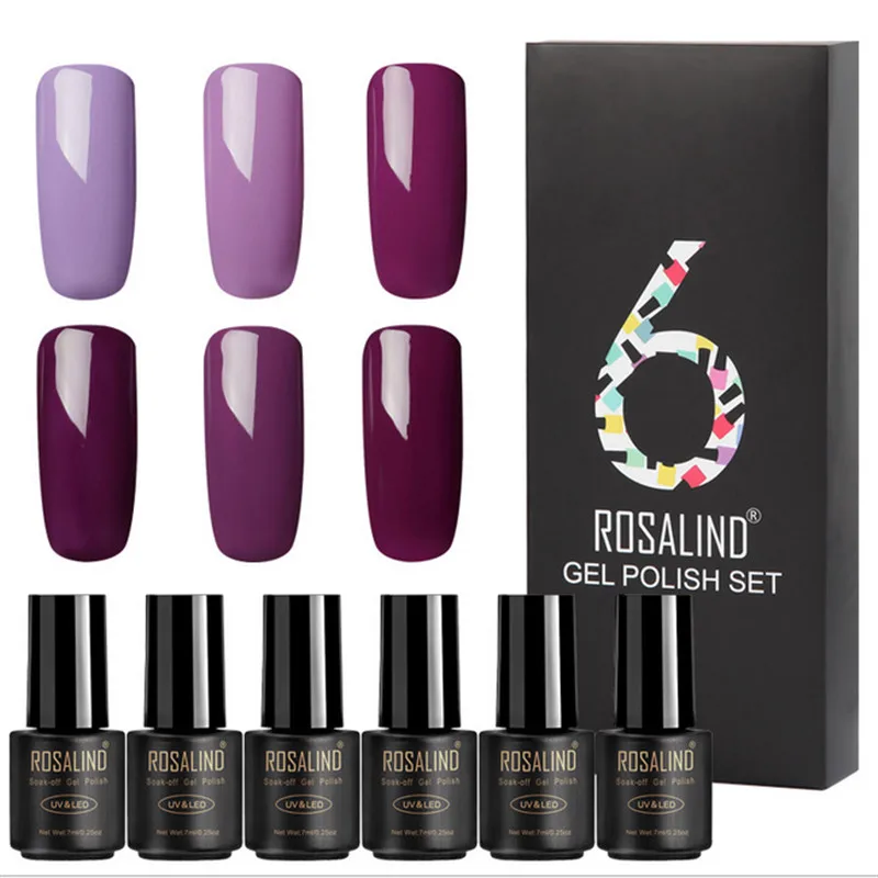 Rosalind 6 шт./партия УФ Набор для маникюра гель лаком телесный красный белый розовый