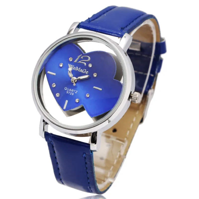 Часы женские кварцевые с кожаным ремешком брендовые модные наручные полым