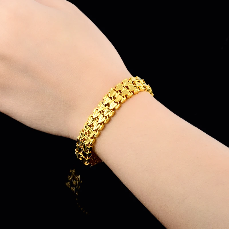 Очаровательные 24K позолоченные Многослойные сердечки с медными цепочками