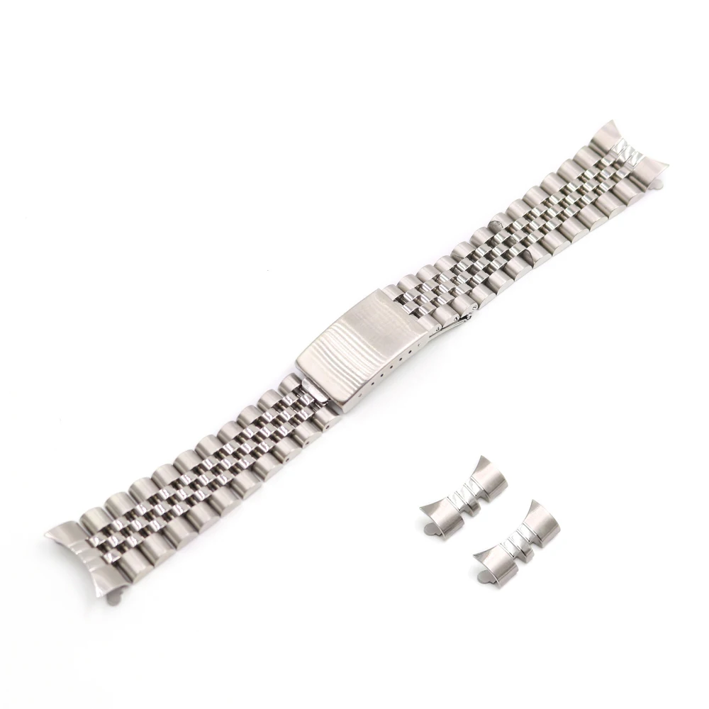 Rolamy 13 17 19 20 22mm Wholesale Hollow Curved End Solid Screw Links Replacement Watch Band Strap Old Style Jubilee Dayjust