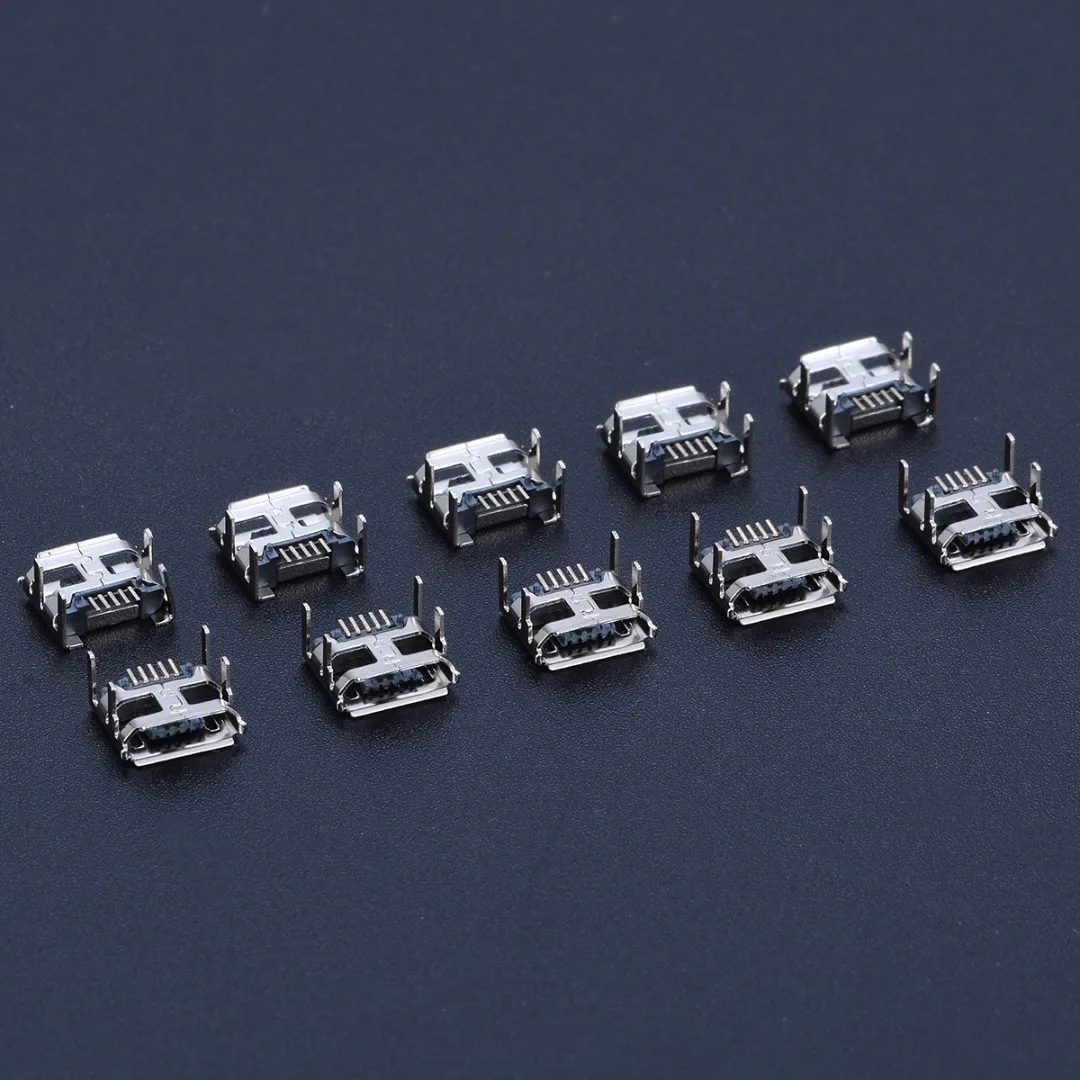 10 шт./компл. Micro USB гнездо 5pin Тип B 4 вертикальный ноги разъемов для пайки