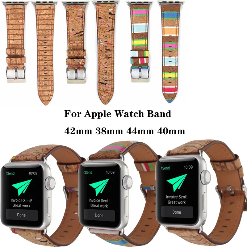 Ремешок из натуральной кожи для Apple Watch band 4 44/40 мм ретро браслет с зернистой