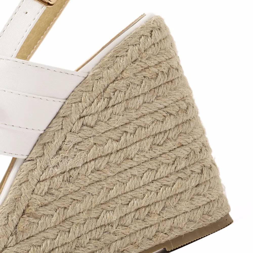 Босоножки женские однотонные на танкетке Размер 35|wedge sandals|womens wedge sandalsfish mouth |