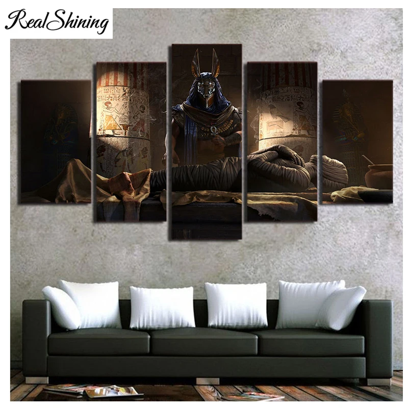 

Продажа алмазной вышивки, религиозный Египет, 5 шт., алмазная картина diy, полностью квадратная вышивка крестиком, мозаичный алмаз, Хобби diy па...