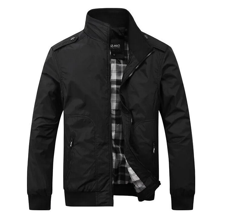 Мужская повседневная черная куртка Простой британский стиль клетчатая