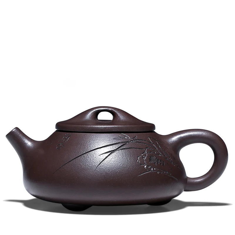 Goede 210cc Authentieke Yixing Theepot Chinese Gezondheid Paarse Klei Orchidee Steen Scoop Pot Alle Master Handgemaakte Kung Fu Thee Set Shi Piao Pot