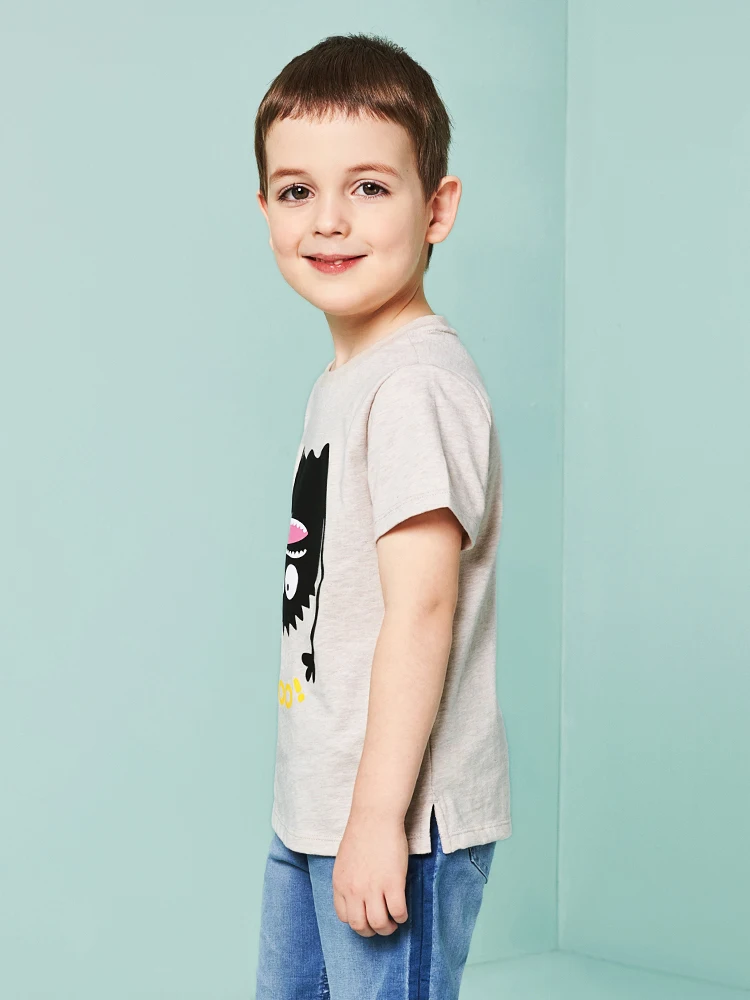 Balabala/Новогодняя футболка для мальчиков топы одежда Детская летняя хлопковый