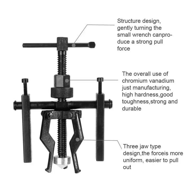 

Heavy 3-Jaw Pilot Sleeve Type Bearings Puller Tool Kit Adjustable Range For 12~38mm bearings