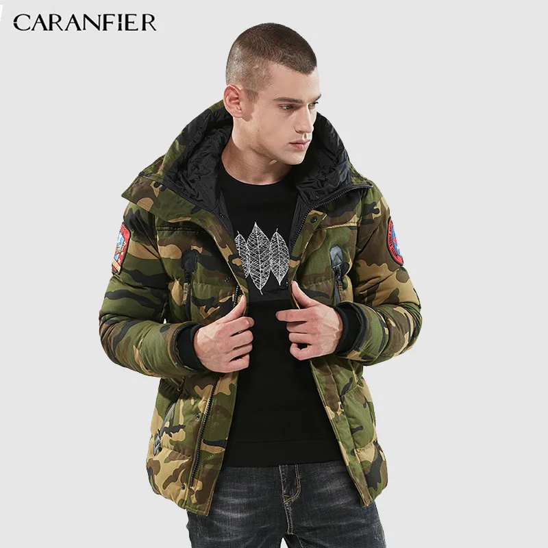 Бренд CARANFIER, мужские зимние теплые пальто, военные камуфляжные куртки, мужские парки, пилот, куртки, пальто, мужская зимняя куртка с капюшоном