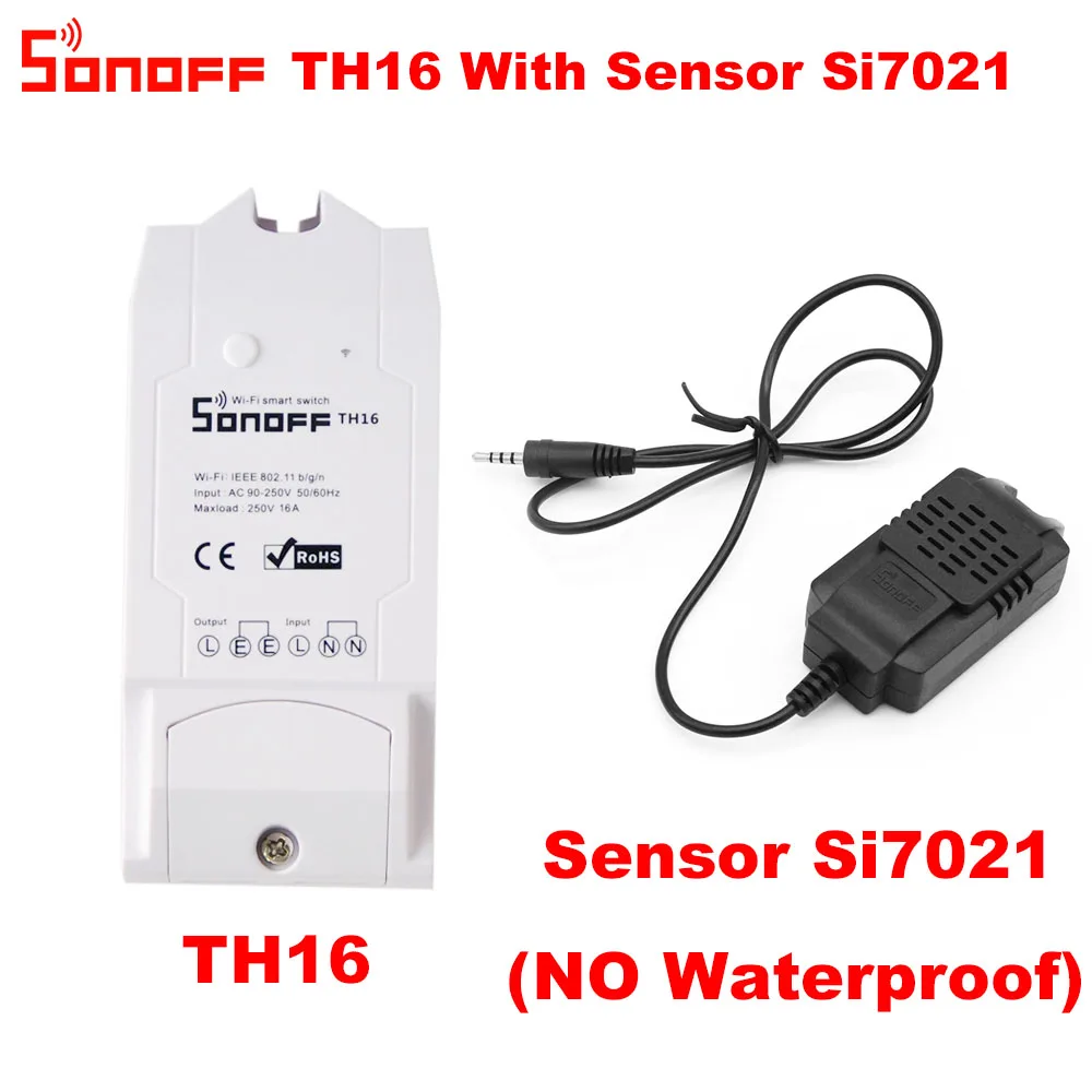 Itead Sonoff TH16 Wifi умный беспроводной переключатель поддержка контроля температуры и влажности через AM2301 работает с Alexa Google Home - Комплект: TH16withSi7021