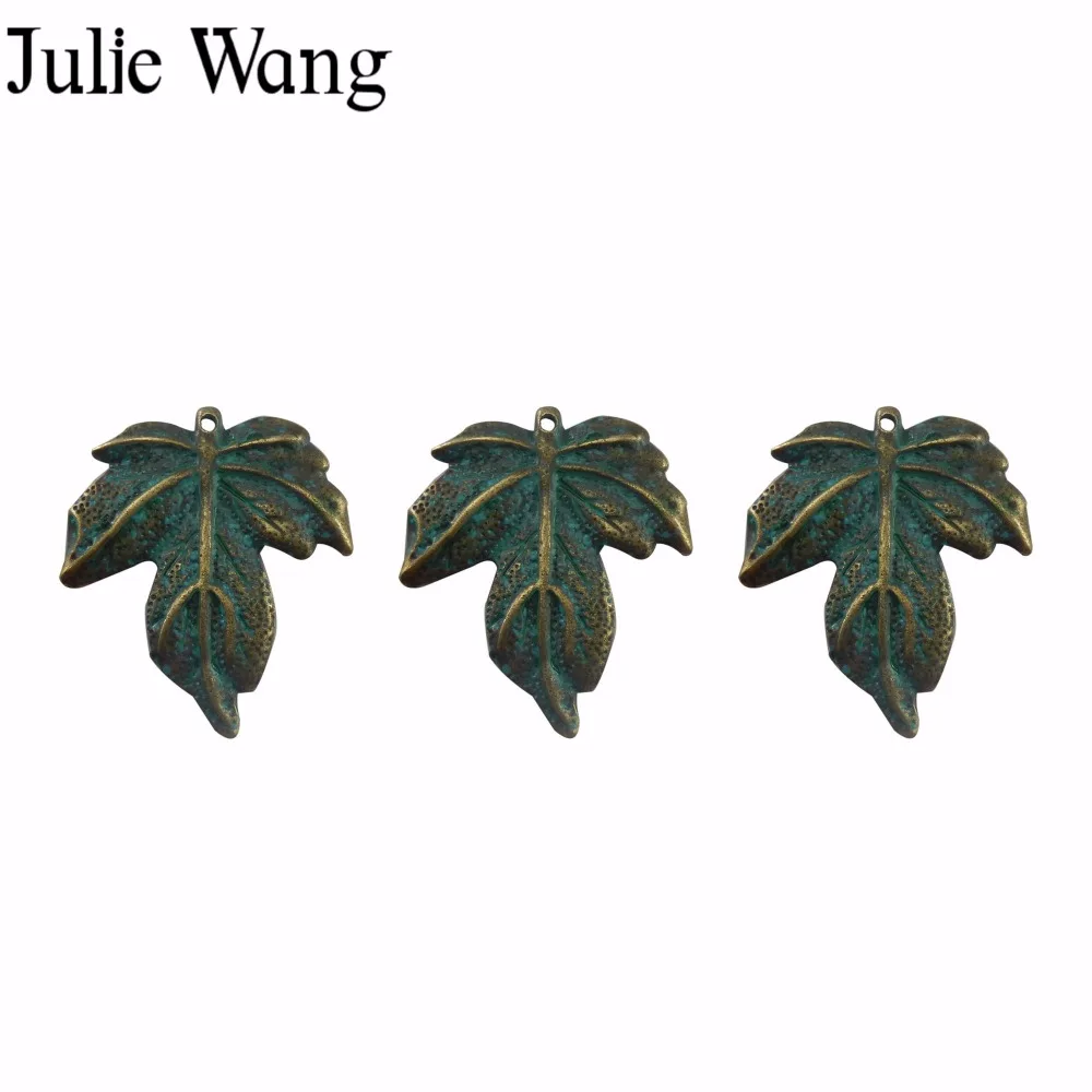 Julie Wang 5 шт. сплав античная зеленая бронза большие листья очаровательные ожерелья