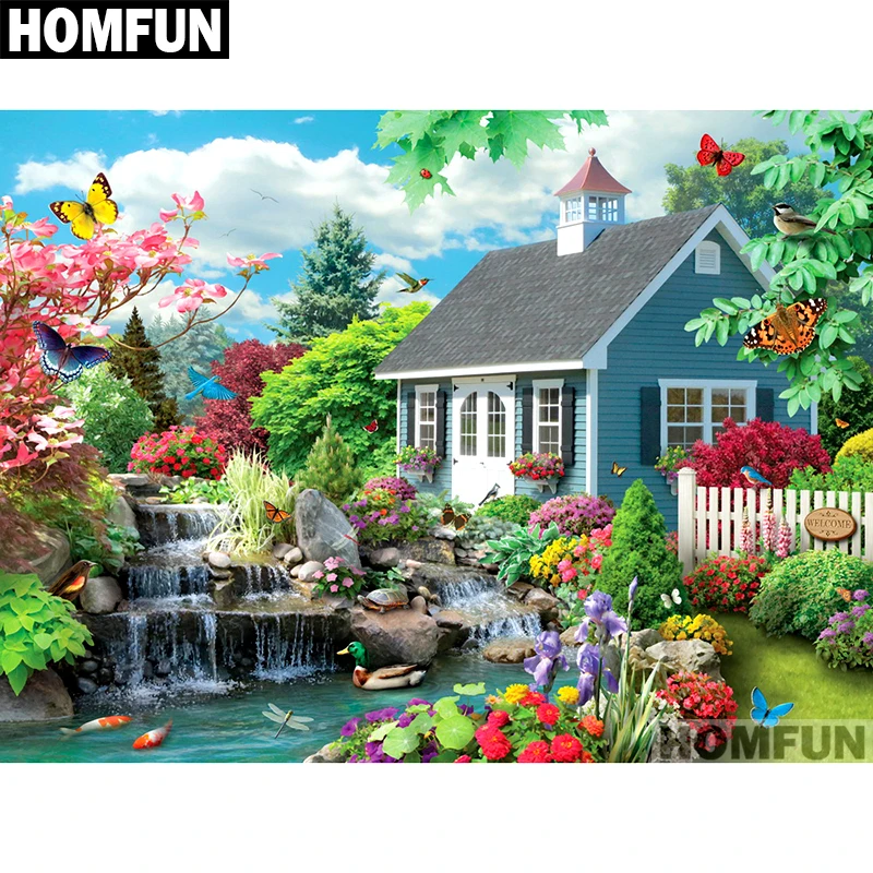 Вышивка стразами HOMFUN A01694 5D картина сделай сам с квадратными/круглыми вышивка сад