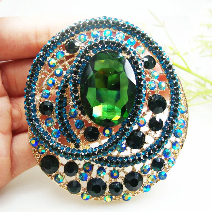 

Crystal Brooch Green Oval Teardrop Woman Brooch Pin Pendant Jewelry