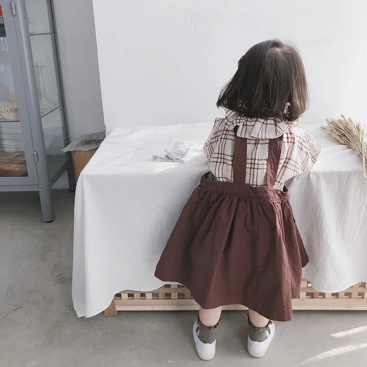Весна 2019 хлопок сплошной цвет безрукавка платье 1-7 лет дети Подвеска для детей
