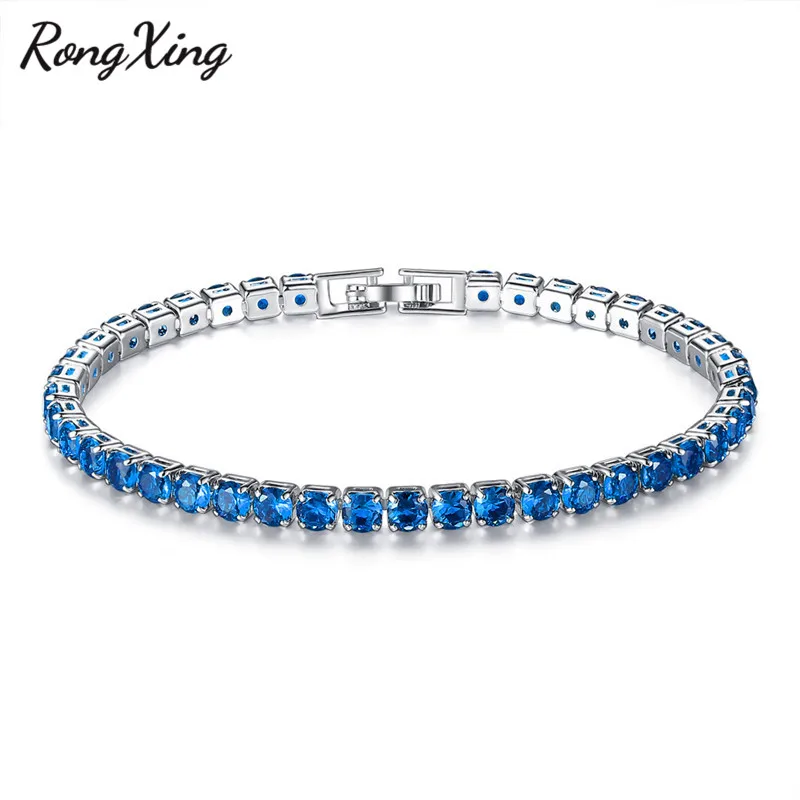 RongXing Роскошные полностью циркониевые однорядные синие/зеленые/белые бриллианты