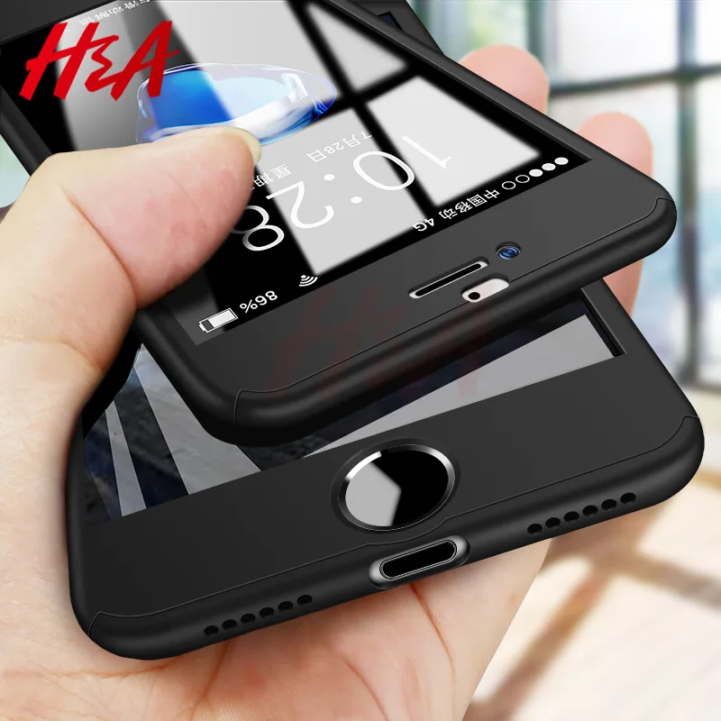 H& A Роскошный 360 Полный чехол для телефона iPhone 7 8 6 6s Plus 5 5S SE защитный чехол для iPhone X XR XS Max чехол со стеклом