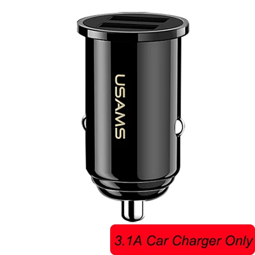 3.1A Charger only Модернизированное Мини Автомобильное зарядное устройство, USAMS 2 порта USB Smart 3.1A 2.4A Максимальная быстрая зарядка автомобильное usb-устройство для зарядки телефона двойное автомобильное зарядное устройство универсальное - Тип штекера: 3.1A Charger only