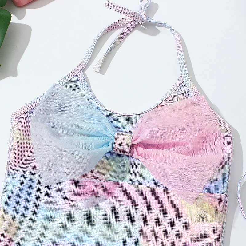 Детский блестящий купальник русалочки с бантом для девочек 3 шт. лидер продаж