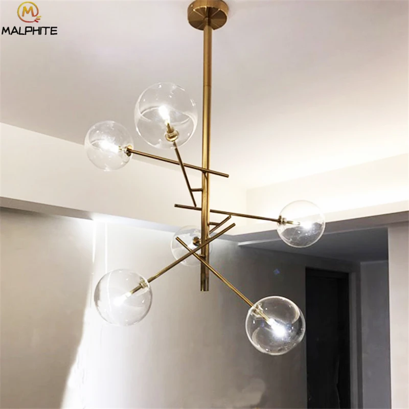 Nordic Magic beans pendant lights modern living room geometry lamps study glass ball Decoration LED lighting fixtures | Лампы и