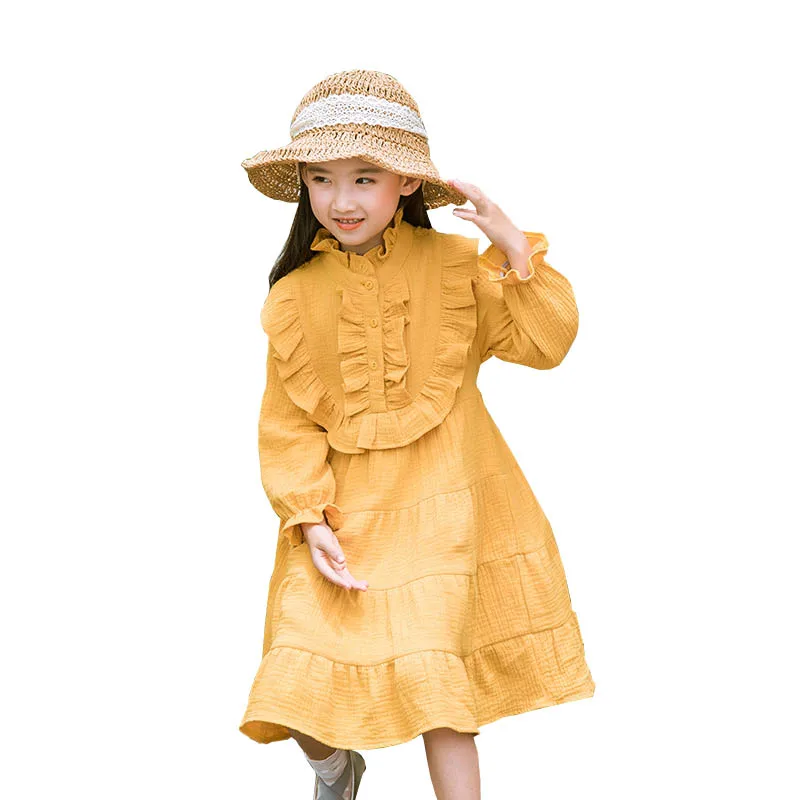 2017 Autumn Children's Clothing Girls Dress Long Sleeve Ruffle Neck Elegant Vintage Dresses Kids Clothes Vestido Princesa | Детская