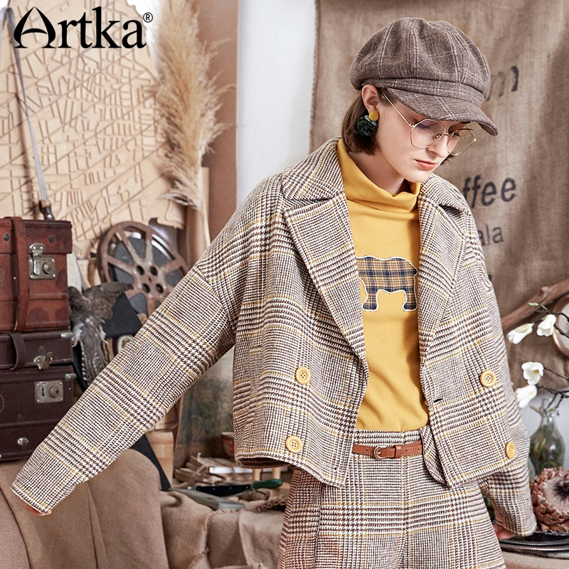 ARTKA/Новинка 2018 года сезон осень зима короткое Свободное пальто с двойным слоем