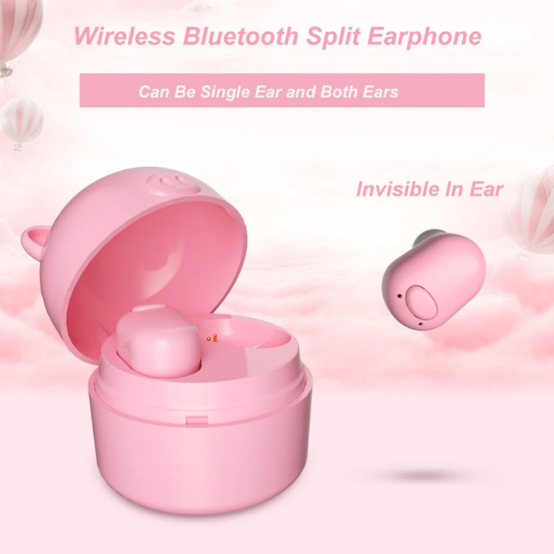 IPhox Lovely Pig Bluetooth наушники с мини беспроводной зарядной коробкой Спортивная bluetooth