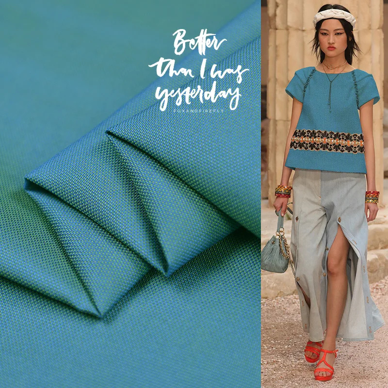 Окрашенная пряжа Тяжелая шелковая ткань Элегантный Павлин синий пальто костюм