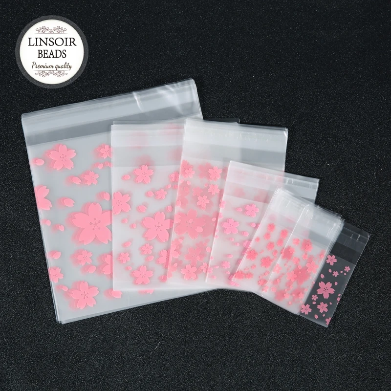 

100Pcs Cute Flower Design Cake Gift Packages OPP Bags Plastic Candy Cookies Biscuits Bags Party Supplies Jewelry Packaging