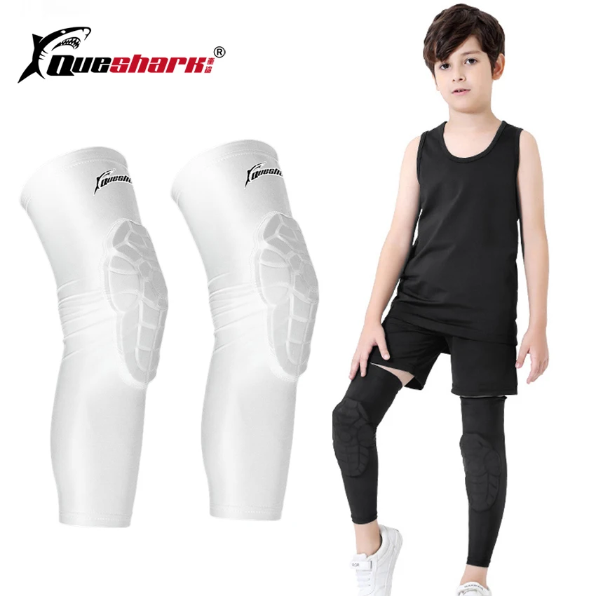 

Children White Honeycomb Basketball Kneepad Kids Football Knee Calf Protector Boys Volleyball Teenagers Training Knee Support